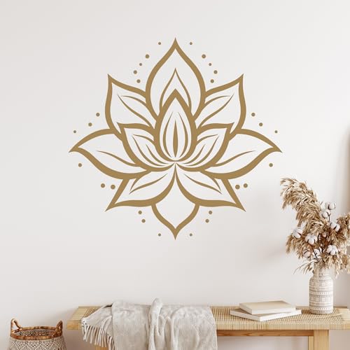 GRAZDesign Wandtattoo Lotus Lotusblume Mandala Blume Wandaufkleber Hindu für Wohnzimmer Schlafzimmer Flur aus Vinylfolie - 53x50cm / gold von GRAZDesign