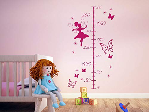 GRAZDesign Wandtattoo Mädchen, Wachstumsmesser Kinderzimmer Geschenk zur Geburt Geburtstag, Messleiste als Wandaufkleber Wachstum Diagramm / 100x57cm / 041 pink von GRAZDesign