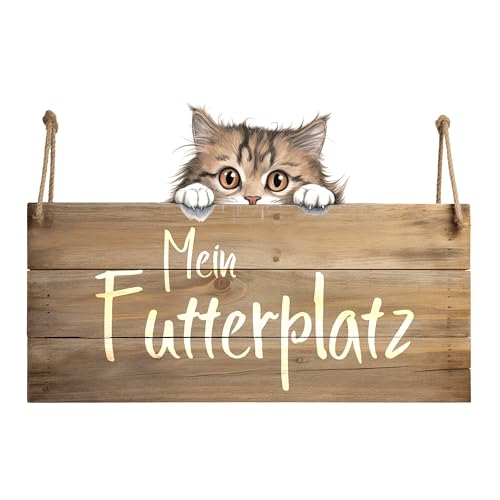 GRAZDesign Wandtattoo Mein Futterplatz Schild für Katzen als Aufkleber, Wanddeko im Flur, Küche, Diele - 44x30cm von GRAZDesign