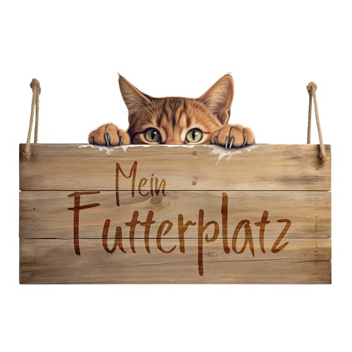 GRAZDesign Wandtattoo Mein Futterplatz Schild mit Katze als Aufkleber, Wanddeko im Flur, Küche, Diele - 73x50cm von GRAZDesign