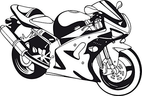 GRAZDesign Wandtattoo Motorrad Kinderzimmer | Wandsticker Jugendzimmer, Wohnzimmer | Wandaufkleber für Kinder, Jungs, Cross, Bike Geschenke für Männer, 74x50cm, 070 schwarz von GRAZDesign