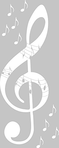 GRAZDesign Wandtattoo Musik Wohnzimmer Jugendzimmer Musikraum | Wandaufkleber Notenschlüßel - 75x30cm / 010 weiss von GRAZDesign