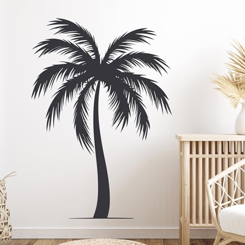GRAZDesign Wandtattoo Palme Tropisch für Wohnzimmer Badezimmer Küche Flur - Wandaufkleber selbstklebend - 81x57cm / schwarz von GRAZDesign