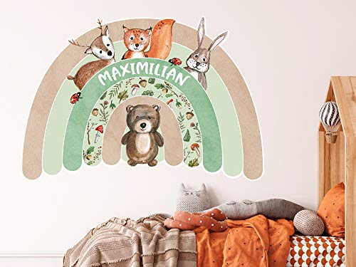 GRAZDesign Wandtattoo Regenbogen Kinderzimmer mit Namen personalisiert, Wandsticker Babyzimmer Kinder Aufkleber, Tiere Waldtiere für Jungen und Mädchen - 73x50cm GRAZDesign Wandtattoo Regenbogen Kinderzimmer mit Namen personalisiert, Wandsticker Babyzimmer Kinder Aufkleber, Tiere Waldtiere für Jungen und Mädchen - 73x50cm von GRAZDesign