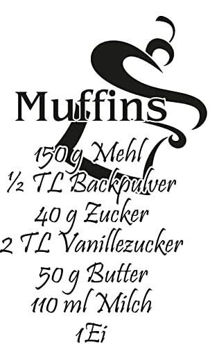 GRAZDesign Wandtattoo Rezept für Muffins Küche | Küchenaufkleber selbstklebend - 47x30cm / 070 schwarz von GRAZDesign