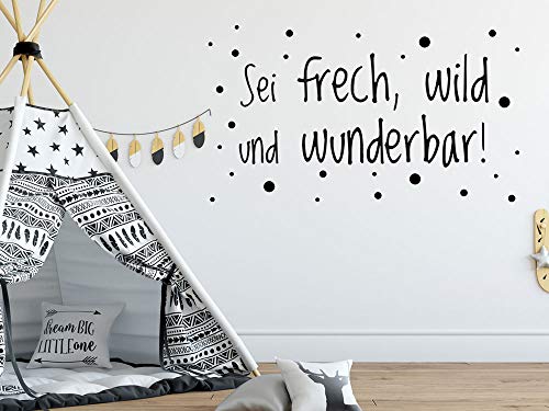 GRAZDesign Wandtattoo Sei Frech Wild und Wunderbar, Sprüche Kinderzimmer, Jugendzimmer, Motivation Wand, für Jungen Mädchen, 100x57cm, 053 hellblau von GRAZDesign