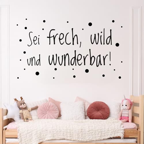 GRAZDesign Wandtattoo Sei Frech Wild und Wunderbar, Sprüche Kinderzimmer, Jugendzimmer, Motivation Wand, für Jungen Mädchen, 88x50cm, 040 violett von GRAZDesign