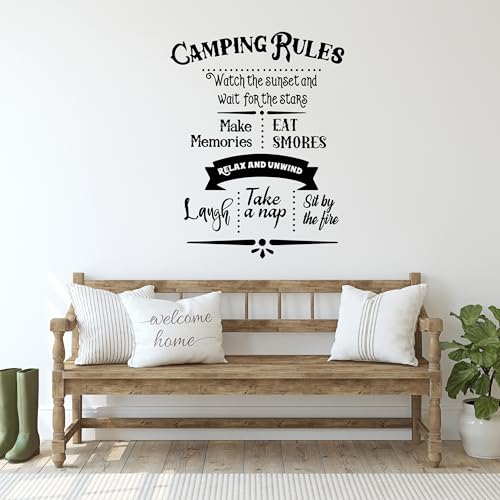 GRAZDesign Wandtattoo Sprüche Camping Regeln, Camper, Reise Aufkleber für Wohnzimmer, Flur, Innen und Außen - 52x40cm / beige von GRAZDesign