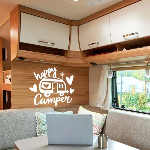 GRAZDesign Wandtattoo Sprüche Happy Camper Camping, Aufkleber Wohnbobil Reise für Wohnzimmer, Flur, Innen und Außen - 46x40cm / hellblau GRAZDesign Wandtattoo Sprüche Happy Camper Camping, Aufkleber Wohnbobil Reise für Wohnzimmer, Flur, Innen und Außen - 46x40cm / hellblau von GRAZDesign