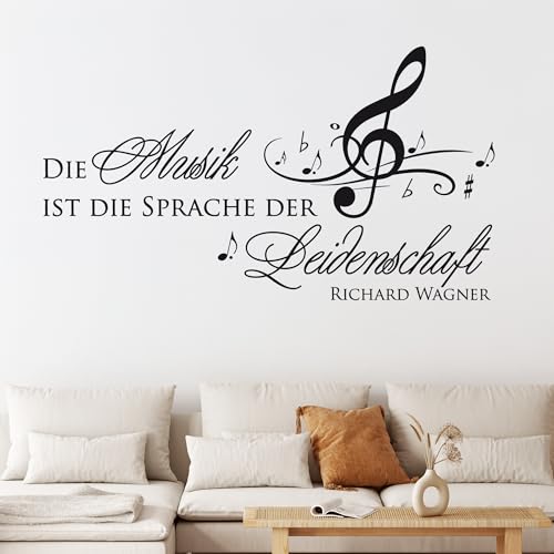 GRAZDesign Wandtattoo Sprüche Musik ist die Sprache der Leidenschaft Wohnzimmer Musikraum - 010 weiss von GRAZDesign