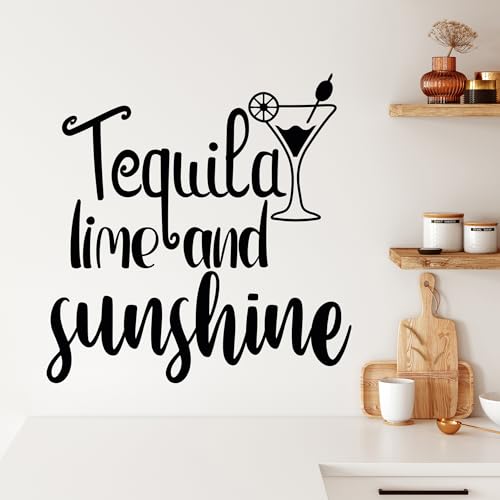 GRAZDesign Wandtattoo Tequila lime and sunshine, Cocktail Wandaufkleber Bar Küche Wohnzimmer - selbstklebend - 30x30cm / lindgrün von GRAZDesign