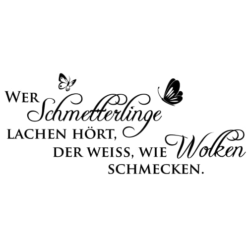 GRAZDesign Wandtattoo Wer Schmetterlinge lachen hört Sprüche Wohnzimmer Schlafzimmer - 120x50cm / 062 hellgrün von GRAZDesign