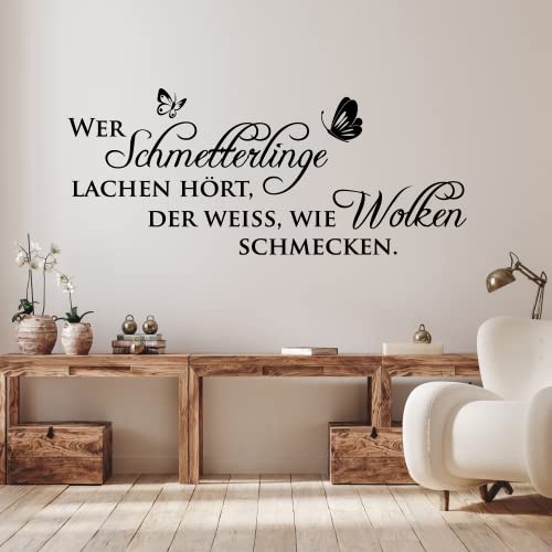 GRAZDesign Wandtattoo Wer Schmetterlinge lachen hört Sprüche Wohnzimmer Schlafzimmer - 96x40cm / 042 flieder von GRAZDesign