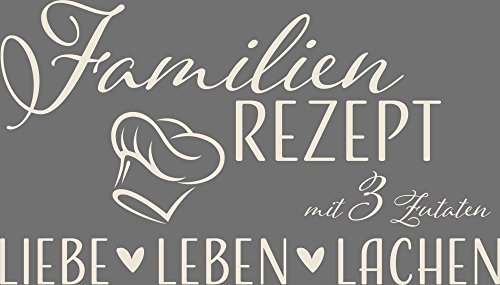 GRAZDesign Wandtattoo Wohnzimmer Familie Familienrezept mit 3 Zutaten, Lustig Sprüche Flur, Küche, Wandaufkleber selbstklebend, Wandsticker modern, 70x40cm, 816 Antique White von GRAZDesign