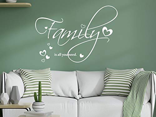 GRAZDesign Wandtattoo Familie Wohnzimmer Sprüche Wandaufkleber Deko Aufkleber - 58x40cm / 010 weiss von GRAZDesign