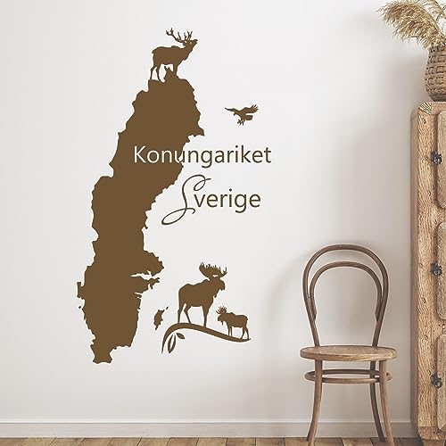 GRAZDesign Wandtattooo Schweden Landkarte Konungariket Sverige Wohnzimmer Büro Wandaufkleber - 99x57cm / 091 gold von GRAZDesign