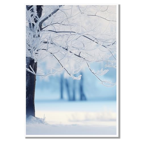 GRAZDesign Winterbild Wandbild Winter Wald zum Hinstellen & Aufhängen, Wanddeko für Wohnzimmer, Küche, Flur, 1cm Dick in weiß DIN A4 von GRAZDesign