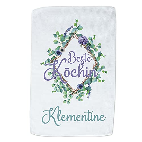 GRAZDesign Geschirrtuch Beste Köchin mit Name - Geschenk für die Beste Köchin personalisiert - Küchentücher Weiß, 40x60cm von GRAZDesign