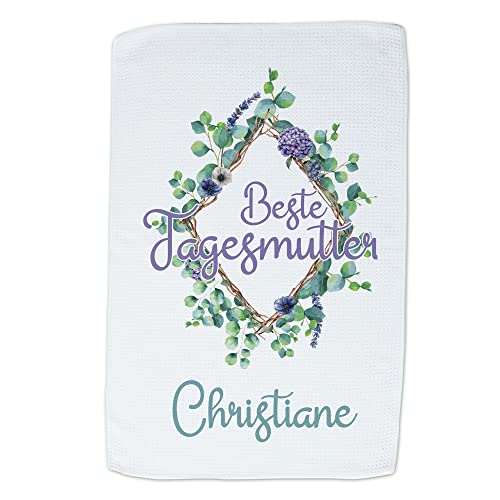 GRAZDesign Geschirrtuch Beste Tagesmutter - mit Name - Geschenk für die Beste Tagesmutter personalisiert - Küchentücher Weiß, 40x60cm von GRAZDesign