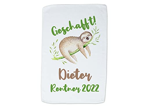 GRAZDesign Geschirrtuch Geschenk zum Renteneintritt - mit Name personalisiert - lustige kleine Geschenk-Idee für Rentner, Küchentücher Weiß, 40x60cm GRAZDesign Geschirrtuch Geschenk zum Renteneintritt - mit Name personalisiert - lustige kleine Geschenk-Idee für Rentner, Küchentücher Weiß, 40x60cm von GRAZDesign