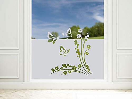 GRAZDesign Sichtschutzfolie Schmetterlinge/Blumen, lichtdurchlässige Fensterfolie, Matte Deko - Glasdekorfolie / 110x57cm von GRAZDesign