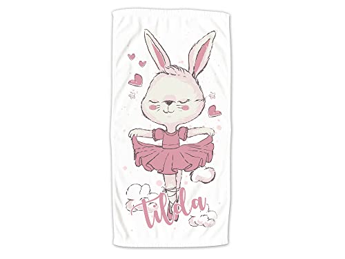 GRAZDesign Kinder Handtuch mit Namen, Ballerina Hase Badetuch für Mädchen von 2-10 Jahren Strand / 140x70cm von GRAZDesign