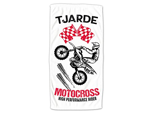 GRAZDesign Kinder Handtuch mit Namen Badetuch für Jungen Teenager von 2-14 Jahren Strand / 140x70cm Motocross von GRAZDesign