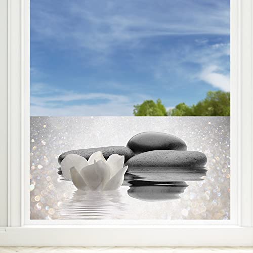 GRAZDesign Fensterfolie Bad Blickdicht bunt Wellness - Sichtschutzfolie maritim Badezimmer - für Dusche & Fenster - 90x57cm / Silbergrau von GRAZDesign