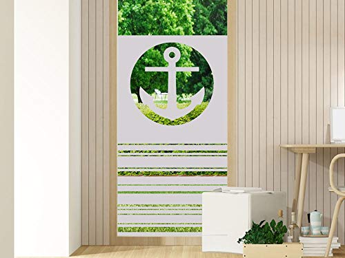 GRAZDesign Klebefolie Milchglasfolie Anker mit Streifen - Sichtschutzfolie Fenster Blickdicht / 70x80cm Breite x Höhe von GRAZDesign