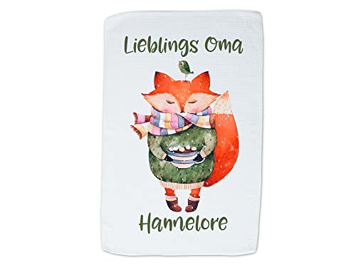 GRAZDesign Personalisiertes Geschirrtuch 40x60cm aus Waffelgewebe - mit Aufdruck - Wunschname - Weiß Mit Motiv Lieblings Oma mit Fuchs GRAZDesign Personalisiertes Geschirrtuch 40x60cm aus Waffelgewebe - mit Aufdruck - Wunschname - Weiß Mit Motiv Lieblings Oma mit Fuchs von GRAZDesign