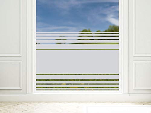 GRAZDesign Fensterfolie Streifen Blickdicht, Sichtschutz Folie Milchglasfolie für Fenster, Glastür, Scheiben lichtdurchlässig - 100x57cm / Silbergrau von GRAZDesign