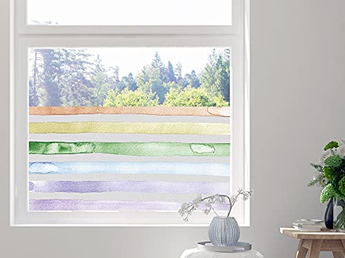 GRAZDesign Sichtschutzfolie Fensterfolie Linien Aquarell Kinderzimmer, Jugendzimmer, Wohnzimmer - Blickdicht und lichtdurchlässig / 110x57cm von GRAZDesign