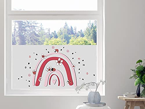 GRAZDesign Sichtschutzfolie Fensterfolie Regenbogen mit Blumen Kinderzimmer, Jugendzimmer, Wohnzimmer - Blickdicht und lichtdurchlässig / 100x57cm von GRAZDesign