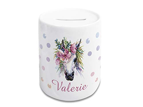 GRAZDesign Einhorn Spardose Kinder mit Name Mädchen, Geschenk personalisiert Taufe, Geburtstag Sparschwein aus Keramik weiß - Einhorn Weiß GRAZDesign Einhorn Spardose Kinder mit Name Mädchen, Geschenk personalisiert Taufe, Geburtstag Sparschwein aus Keramik weiß - Einhorn Weiß von GRAZDesign