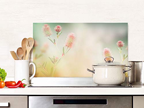 Spritzschutz Küche Glas Blumen, Küchenrückwand Glas für Herd und Spüle, Rückwand Küche Glasplatte mit Motiv, 80x60cm von GRAZDesign