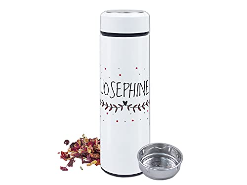 GRAZDesign Teeflasche mit Sieb to go, Thermobecher personalisiert mit Namen, Teebecher Teekanne mit Siebeinsatz, Thermosflasche Edelstahl 500ml Motiv Herzchen von GRAZDesign