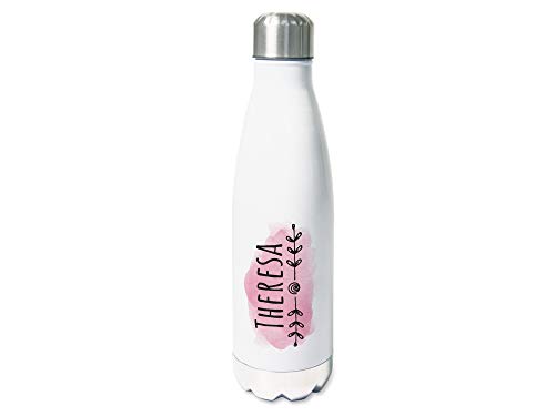 GRAZDesign Trinkflasche Edelstahl personalisiert Name, auslaufsicher Einschulung Geschenk, Thermosflasche Sportflasche Kinder/Erwachsene 500ml Motiv Farbklecks von GRAZDesign