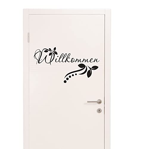 Türaufkleber Willkommen Wandtattoo Ornamente | Größe 31x57cm | Türschild für Eingang Flur Tür - selbstklebend modern, Klebefolie Türschild, 049 königsblau von GRAZDesign