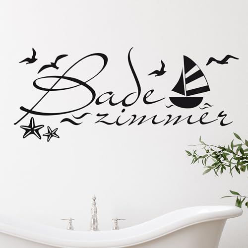 GRAZDesign Wandtattoo Bad maritime Deko, Wandaufkleber Badezimmer Wand Aufkleber - 71x30cm / 070 schwarz von GRAZDesign