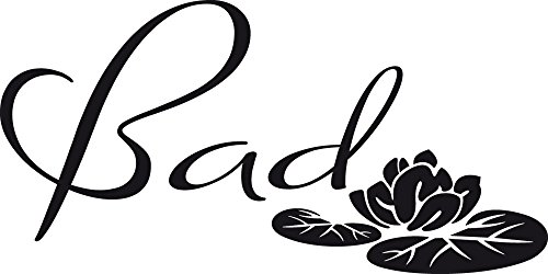 GRAZDesign Wandtattoo Bad Türaufkleber Seerose Blume Badtattoo als Türschild selbstklebend - 070 schwarz von GRAZDesign
