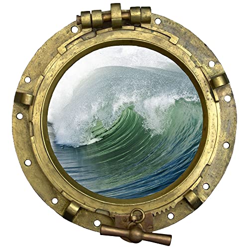 GRAZDesign Wandtattoo Bad Bullauge Welle Meer | Wandsticker Wandaufkleber Tür, Fliesenaufkleber Klebefolie Waschmaschine Fliesen | maritime Deko - 32x30cm von GRAZDesign