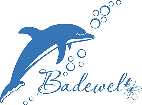 GRAZDesign Wandtattoo Bad Delfin | Wandaufkleber für Badezimmer | Türaufleber - 41x30cm / 053 hellblau von GRAZDesign