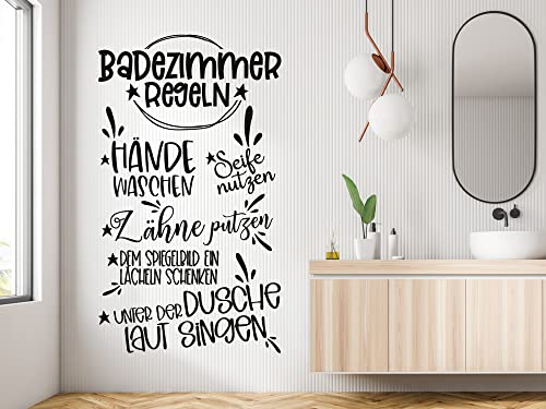 GRAZDesign Wandtattoo Bad Regeln, Badezimmer Bild als Aufkleber, Toilettenregeln Hausregeln - 99x57cm / Braun von GRAZDesign