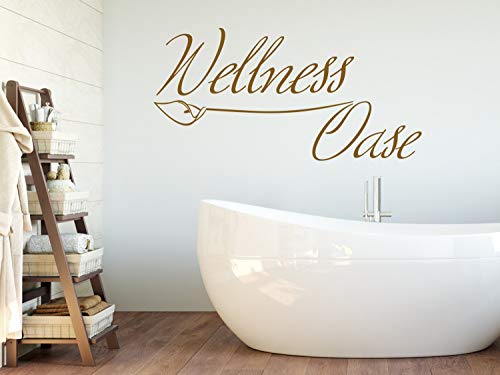 GRAZDesign Wandtattoo Bad Wellnessoase, Wandaufkleber Badezimmer Wand Aufkleber - 81x40cm / 081 hellbraun von GRAZDesign