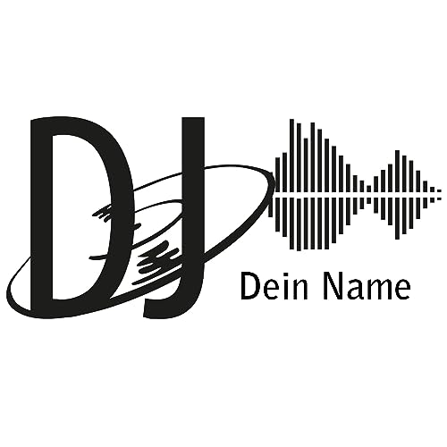GRAZDesign Wandtattoo DJ Wunschname mit Platte und Equalizer Music Wohnzimmer - 107x50cm / 070 schwarz von GRAZDesign