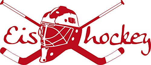 Wandtattoo Eishockey Kinderzimmer | Wandaufkleber Teenager Sportler Spieler | Wandsticker Turnhalle Sport Jugendzimmer Jungs Kinder, 68x30cm, 031 rot von GRAZDesign