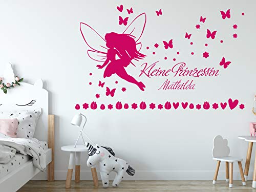 GRAZDesign Wandtattoo Kinderzimmer Mädchen Name Kleine Prinzessin Schmetterlinge, Wandaufkleber personalisiert Wanddeko selbstklebend als Set, Größe 150x57cm, 045 hellrosa von GRAZDesign