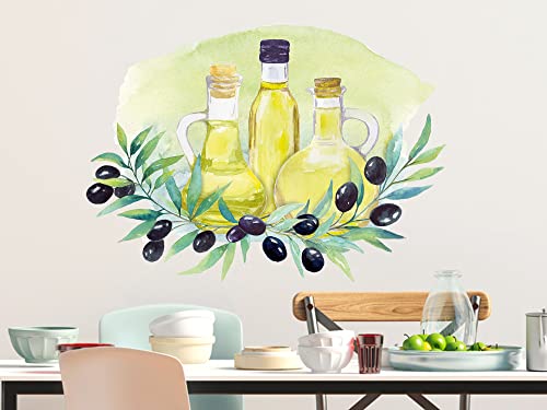 GRAZDesign Wandtattoo Küche, Oliven Öl, Wandbild Wandaufkleber mediterran Oliven mit Zweig, Wandsticker für Esszimmer / 70x50cm von GRAZDesign