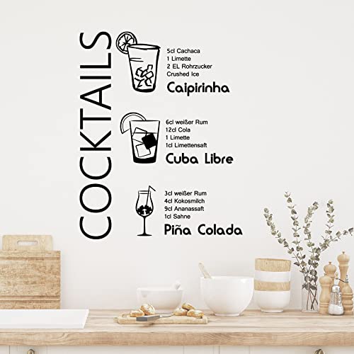 GRAZDesign Wandtattoo Cocktail Rezepte Küche Caipirinha | Küchenaufkleber selbstklebend - 37x30cm / 070 schwarz von GRAZDesign