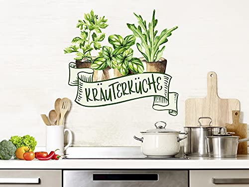 GRAZDesign Wandtattoo Küche Kräuterküche mit Kräutern, Wandaufkleber Esszimmer, Küchenaufkleber / 54x50cm von GRAZDesign